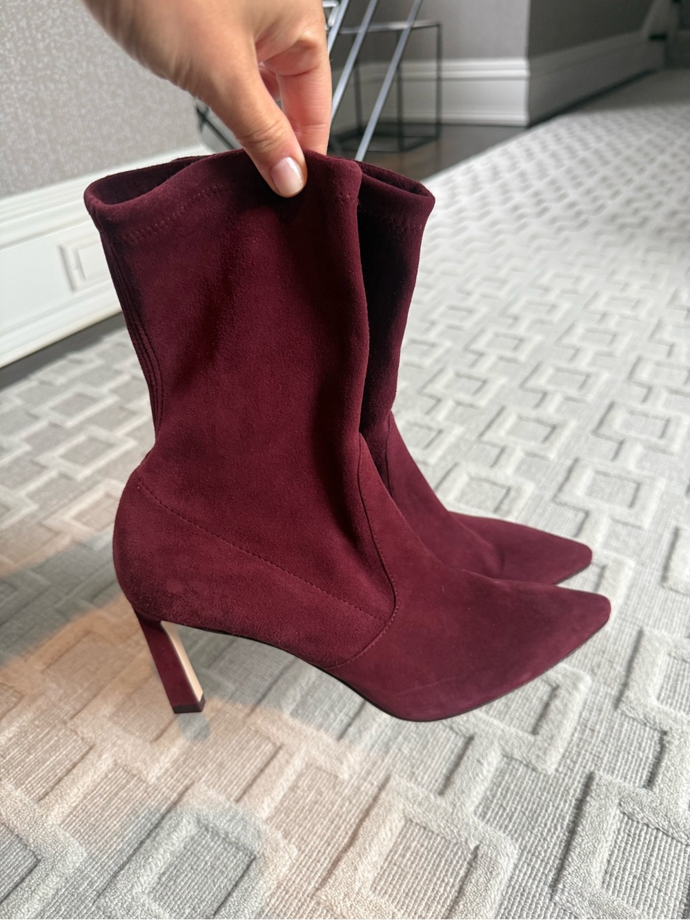 Women's stuart weitzman sock boots in Burgundy